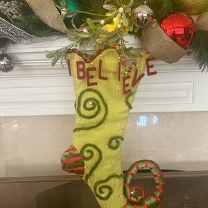 Festive Green and Red Holiday Stocking